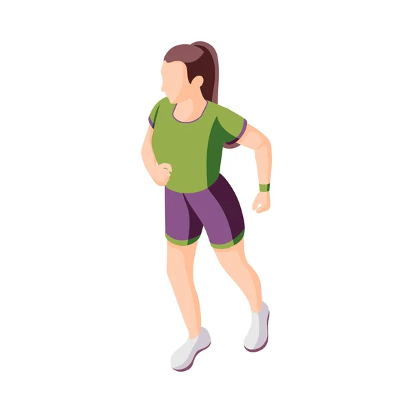 Fitness Isometric Icon Young Woman Speedwalking Vector Illustration — Archivo Imágenes Vectoriales