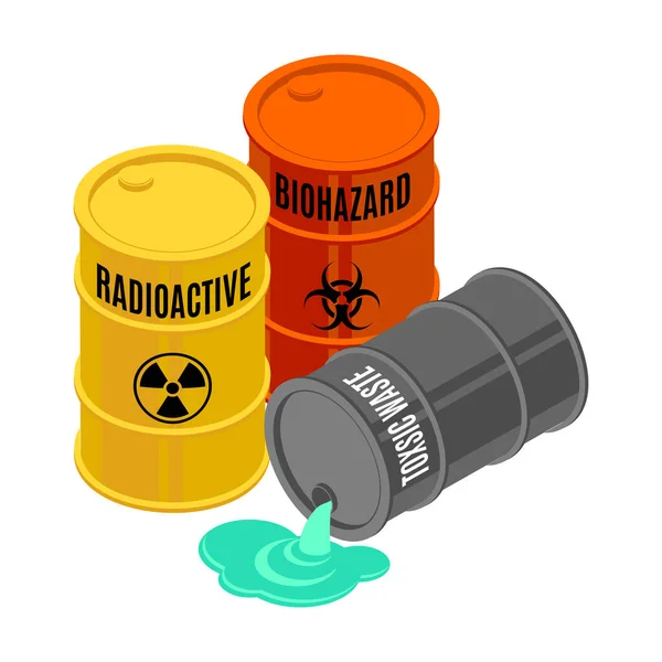 Toxic Waste Radioactivity Biological Hazard Isometric Composition Isolated Image Blank —  Vetores de Stock