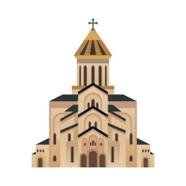 Georgia tourism composition with flat isolated national country symbol stereotype image on blank background vector illustration