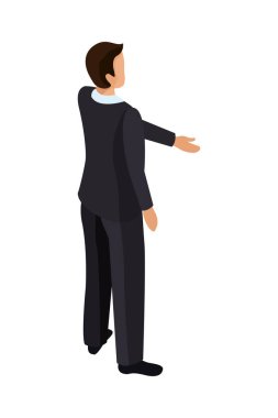 Office isometric people composition with isolated faceless human character of clerk employee on blank background vector illustration