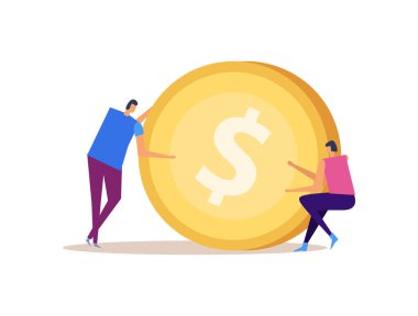 Effective management concept flat composition of isolated doodle style people and work symbols vector illustration