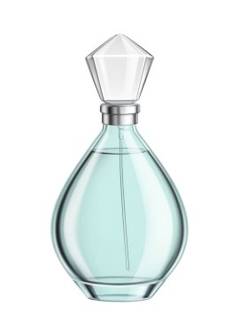 Perfume glass bottles full of liquid realistic 3d transparent composition with isolated image on blank background vector illustration