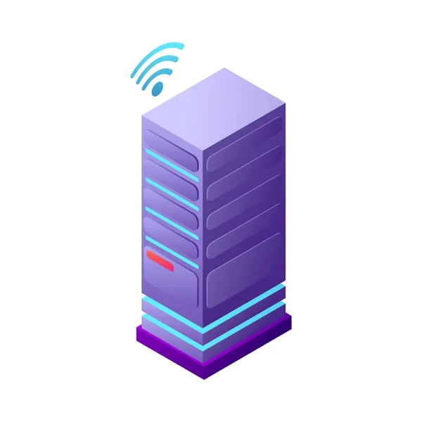 Iot Business Office Isometric Composition Neon Colored Glowing Icon Futuristic — Stockvector