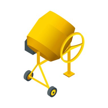 Concrete production isometric composition with isolated view of factory facilities for producing cement goods vector illustration