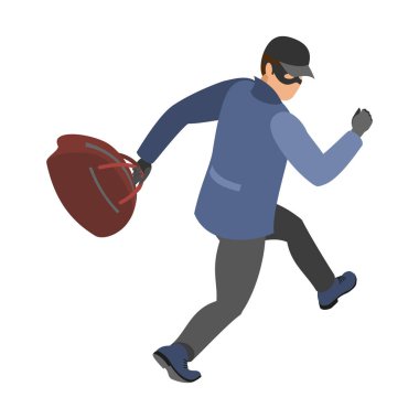 Security systems isometric icons composition with view of burglar human character vector llustration
