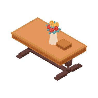 Isometric antiquarian antique composition with isolated image of valuable item on blank background vector illustration