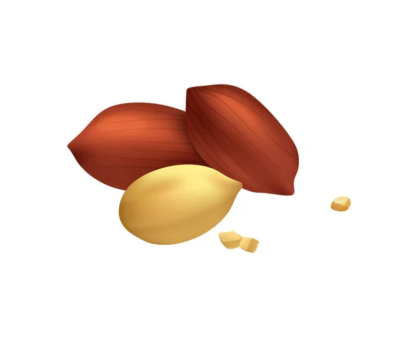 背景ベクトル図上のお菓子の詳細なイメージと現実的なキャラメルチョコレートナッツ組成物 — ストックベクタ
