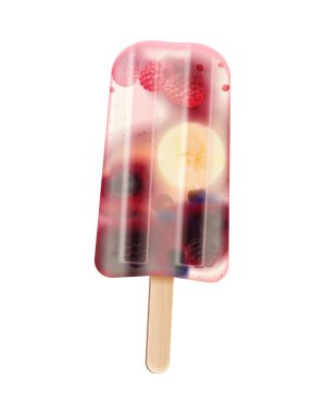 Fruit popsicles ice cream realistic composition with image of frozen stick confection with natural taste and flavour vector illustration