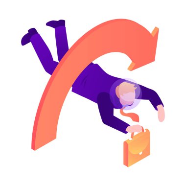 Isometric business space composition with isolated conceptual icons of corporate goods in outer space vector illustration