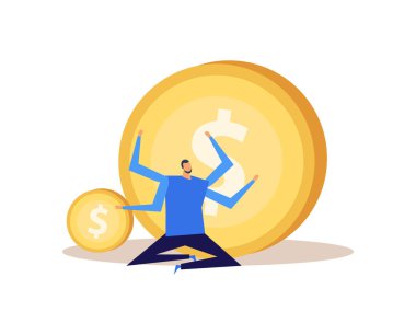 Effective management concept flat composition of isolated doodle style people and work symbols vector illustration