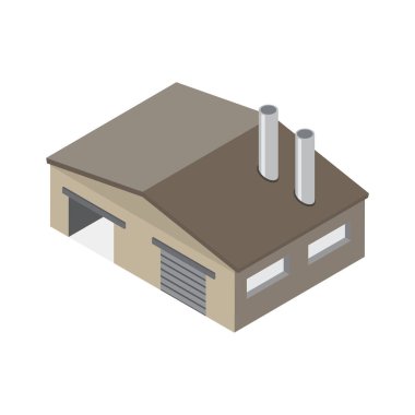 Isometric industrial buildings composition with isolated images of plant facilities factory architectural forms vector illustration