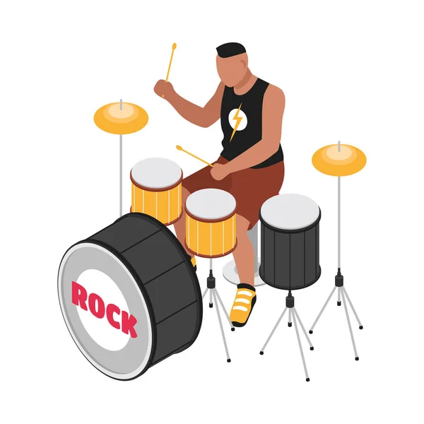 Isometric Open Air Music Festival Composition Isolated Human Character Blank — Vetor de Stock