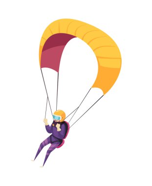 Skydiving composition with isolated human character into extreme sports on blank background vector illustration