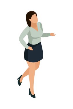 Office isometric people composition with isolated faceless human character of clerk employee on blank background vector illustration
