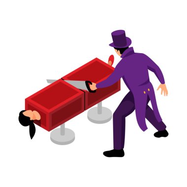 Circus performer profession isometric icons composition with isolated human character of talent at work vector illustration