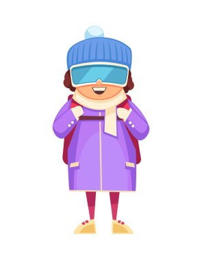 Mountaineering composition with cartoon style human character and outdoor look view vector illustration