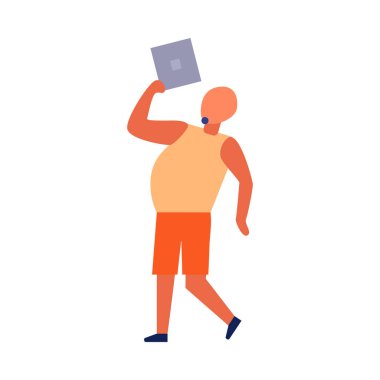 Crowd protesting banner placard composition with faceless human character on blank background vector illustration