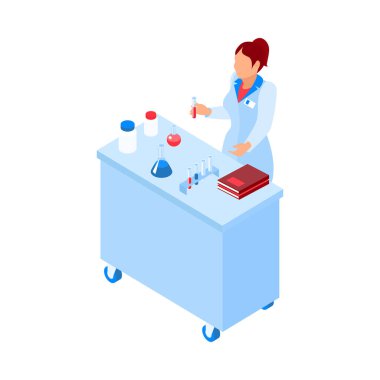 Isometric nanotechnology composition with isolated scientific research image on blank background vector illustration