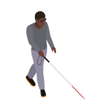 Disabled injury people isometric composition with isolated human character accessibility on blank background vector illustration