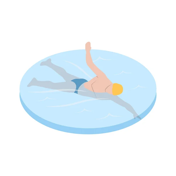 Public Swimming Pool Isometric Composition Isolated Human Character Blank Background — Wektor stockowy