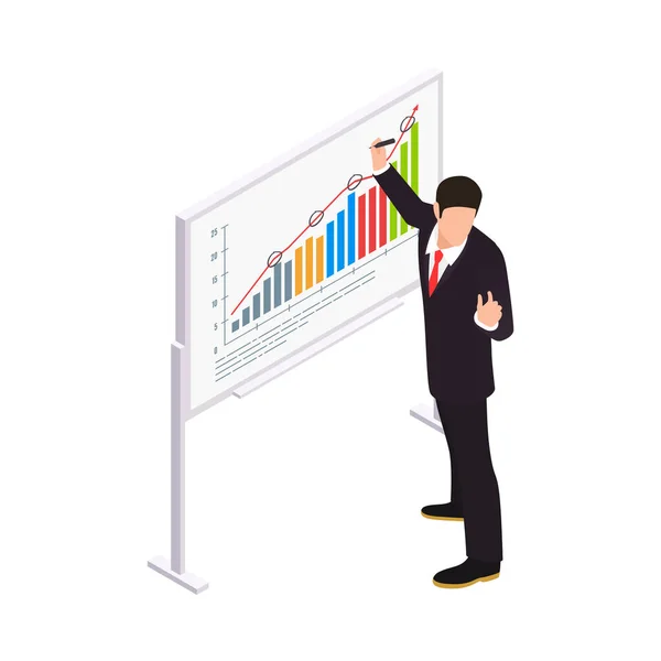 Investment Funding Isometric Icons Composition Isolated Human Character Bank Worker — 图库矢量图片