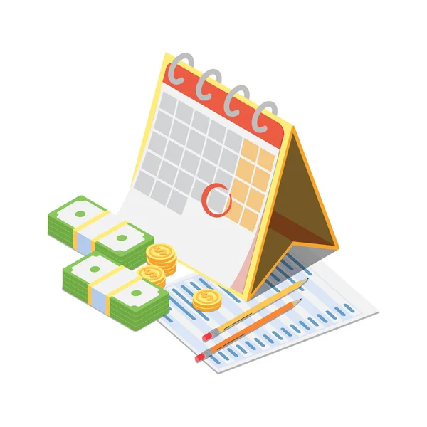 Wealth Management Concept Composition Isometric Icons Financial Operations Money Cash — Wektor stockowy
