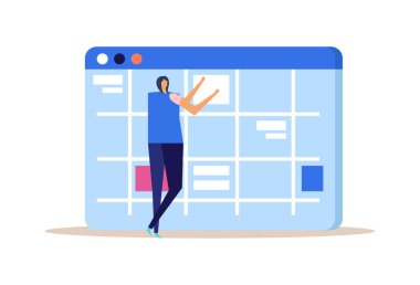 Effective management concept flat composition of isolated doodle style people and work symbols vector illustration