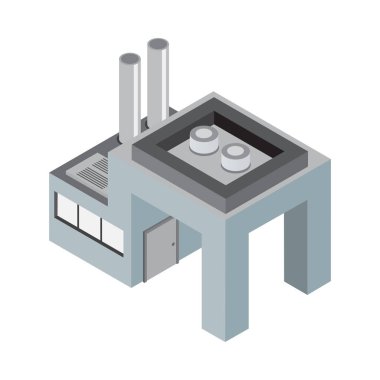 Isometric industrial buildings composition with isolated images of plant facilities factory architectural forms vector illustration