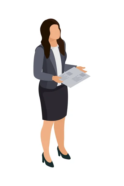 Office Isometric People Composition Isolated Faceless Human Character Clerk Employee — Wektor stockowy