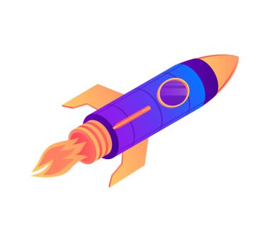 Isometric business space composition with isolated conceptual icons of corporate goods in outer space vector illustration