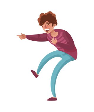 Laughing funny joke people composition with cartoon style doodle character of laughing person on blank background vector illustration