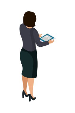Office isometric people composition with isolated faceless human character of clerk employee on blank background vector illustration