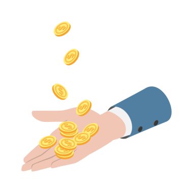 Wealth management concept composition with isometric icons of financial operations with money cash vector illustration