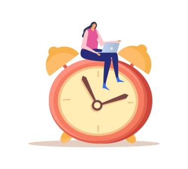 Effective management concept flat composition of isolated doodle style people and work symbols vector illustration