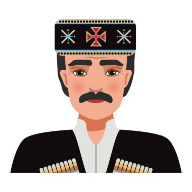 Georgia tourism composition with flat isolated national country symbol stereotype image on blank background vector illustration