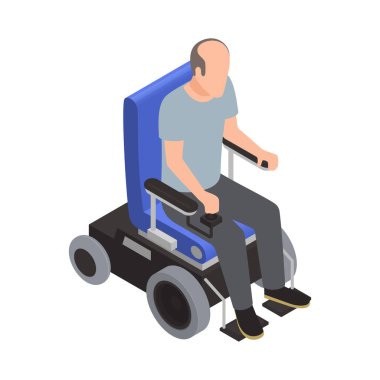 Disabled injury people isometric composition with isolated human character accessibility on blank background vector illustration