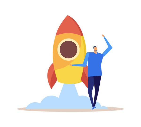 Effective management concept flat composition of isolated doodle style people and work symbols vector illustration