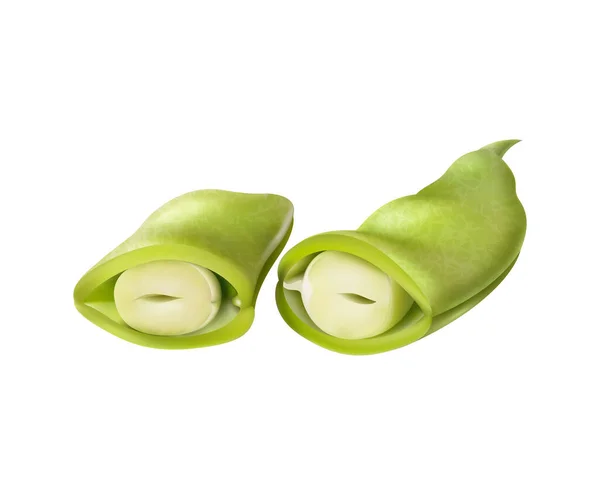 Fresh Farmer Market Green Beans Realistic Composition Pea Pods Ready — Image vectorielle