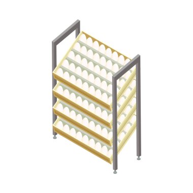 Çiftçilik ürünü illüstrasyonunun izole edilmiş görüntüsüyle tavuk çiftliği kümes hayvanları üretimi izometrik bileşimi