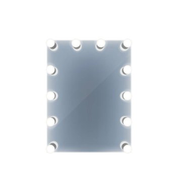 Makyaj aynası gerçekçi kompozisyonu. Stüdyo camının, parlak lambalar vektör illüstrasyonuyla izole edilmiş ön görüntüsü var.