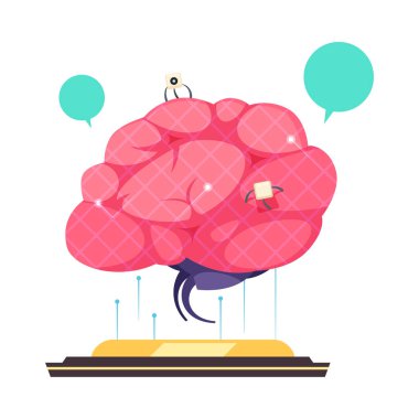 Modern tıp düz vektör çiziminde nanorobotlar ve mikroçipler kullanan nanoteknoloji bileşimi