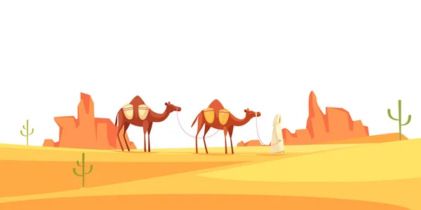 Sivatagi Összetétel Vízszintes Tájkép Természetes Száraz Homok Vektor Illusztráció — Stock Vector