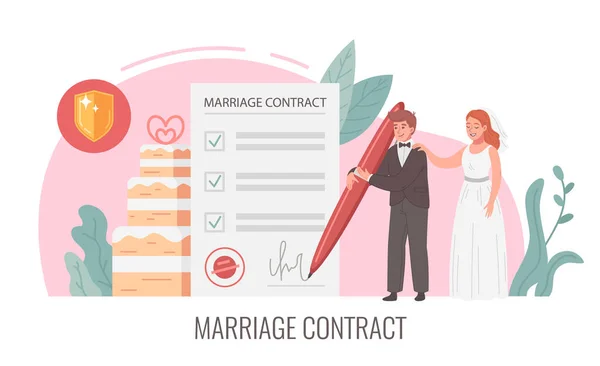 Lawyer Legal Services Cartoon Concept Marriage Contract Vector Illustration — Vetor de Stock