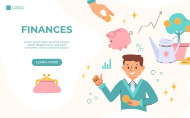 Financial planning and investment flat web site page vector illustration