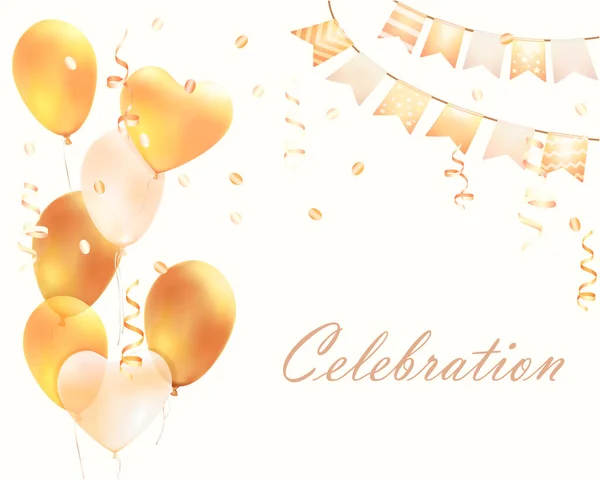 Celebration Party Background Balloons Ribbons Symbols Realistic Vector Illustration — Stock Vector
