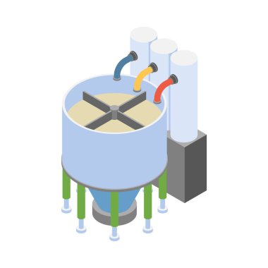 Boş arka plan illüstrasyonunda izole sanayi simgeleriyle kağıt üretimi izometrik bileşimi