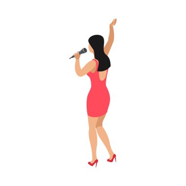 Karaoke isometric composition with isolated human character of singing person on blank background vector illustration