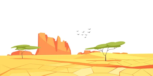 Desert Composition Horizontal Landscape View Natural Dry Sands Vector Illustration — Vetor de Stock