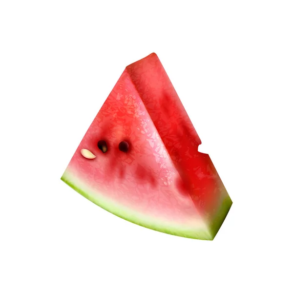 Realistische Watermeloen Samenstelling Met Geïsoleerde Vrucht Bes Afbeelding Blanco Achtergrond — Stockvector