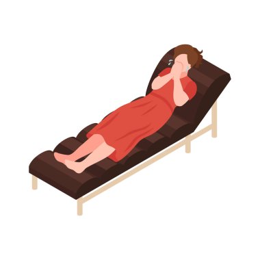 Etkilenmiş kişi vektör illüstrasyonunun izole edilmiş insan karakterine sahip Isometric depresyon bileşimi